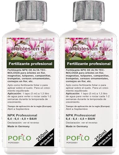 POFLO Fertilizante NPK de alta tecnología para árboles en flor, magnolias, tulipanes, campanillas, trompetas, cerezos ornamentales, cornejos en flor, etc. (500ml)