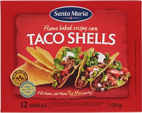Santa Maria Taco Shells | 12 x 135g | Knusprig & Golden | Aus frischem Maismehl I Ideal für Party und Kindergeburtstage