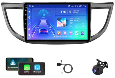 Estéreo para automóvil Android 12 Pantalla táctil HD de 9 para Ho-nda CR-V 4 2012-2016 Navegación para automóvil Receptor de Audio para automóvil en el Tablero con Bluetooth GPS CarPlay Android Au