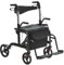 VEVOR Deambulatore 2 in 1 Sedia per Anziani, Deambulatore Pieghevole Combinato Sedia a Rotelle e Poggiapiedi, Deambulatore per Disabili in Alluminio con Maniglia Regolabile, Carico 300LBS
