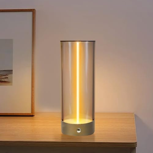 Recitem LED Tischlampe Schreibtischlampe, Kabellose Tischlampen, wiederaufladbare LED Tischleuchte, dimmbar mit 3 Stufen, USB Ladeanschluss, für Gaming, Heimbüro, Schlafzimmer (7 * 7 * 11CM)