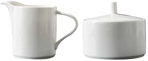 FQCXCKJ Set per Panna e Zucchero, zuccheriera in Ceramica con Coperchio e lattiera, bricco per Panna e Zucchero, Set da caffè (bricco per Latte Bianco+zuccheriera)