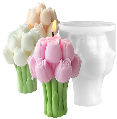 Tulpenstrauß-Silikon-Kerzenformen für Kerzenherstellung, 3D-Blumenformen, DIY handgefertigtes Zubehör