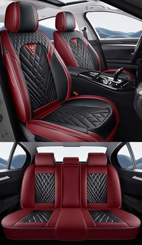 NOBQUA Car Seat Covers Premium Waterproof Leather Cushion, Universal Accessories Fit SUV Truck Sedan, Automotive Vehicle Auto Interior Protector Full Set, 5 Seat Front and Rear Car Seat Cover Sets