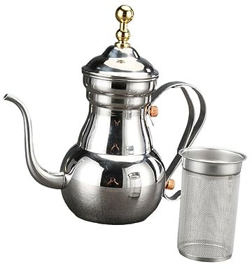 Hoement Teiera Acciaio Inossidabile Con Beccuccio Lungo Caffettiera Decorativa Per Casa e Ristoranti Design Ergonomico Facile Da Pulire