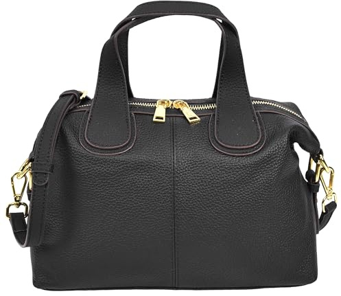 Petit sac à main en cuir véritable pour femme Dahlia, Noir , Small