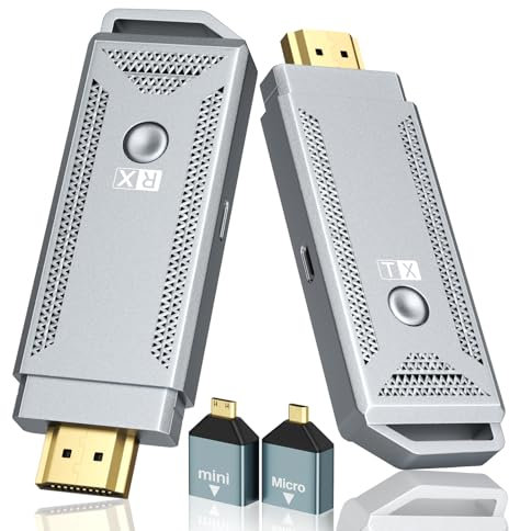 Wireless HDMI Transmitter and Receiver [100M, 4K Decode/1080P Output], Plug & Play Portable Wireless HDMI Extender for Streaming Video and Audio from Laptop/PC/TV Box/Camera to Monitor/Projector/HDTV