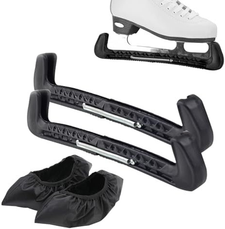 Begonia Schlittschuh Schutz Set, 2 Stück Verstellbarer Kufenschoner Schlittschuhe und 2 Stück Elastische Kufenstrümpfe, Eiskunstlauf Zubehör, Schlittschuhe Kufenschoner für Erwachsene, Kinder