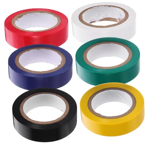 MUSISALY Cinta Aislante Eléctrica De Pvc Multicolor 6 Rollos 15mm x 10m Resistente Al Calor Para Cableado y Protección Industrial y Automotriz