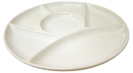 WH WORKING HOUSE PLATO SALSERA SALSA ENTREMESERO CERAMICA FONDUE 6 DIVISIONES BLANCO