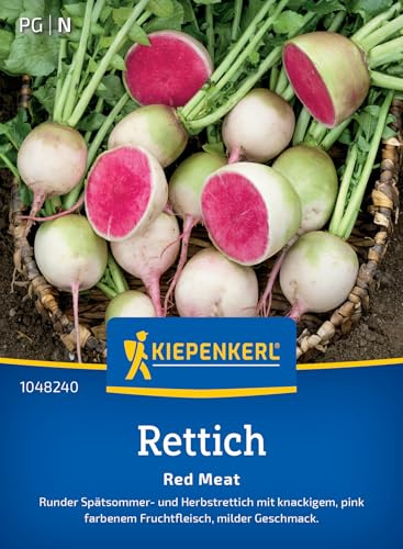 Kiepenkerl Rettichsamen Red Meat 1048240 - Attraktive pink-rosafarbene Früchte, mild-süßer Geschmack, ideal für Salate & Snacks, Gemüsesamen für 8-10 lfd. Meter