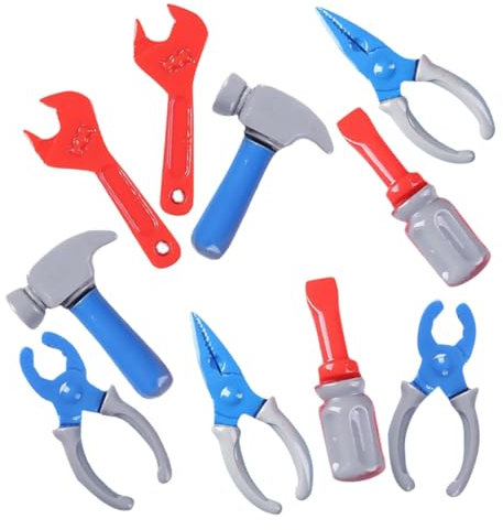 Toyvian 10 Teiliges Set Simulationstool für Kinderwerkzeug Miniaturwerkzeuge auf Spielzeugbohrmaschine Kinderspielzeug Miniaturen Puppenhauszubehör Plastik Miniatur Werkzeug Set Schraubenzieher