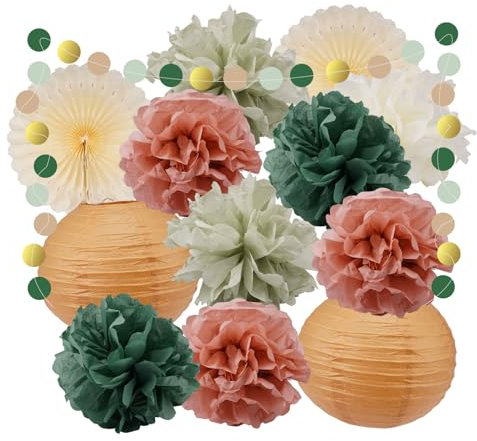 13 Pièces Pompon Papier De Soie, Guirlandes Et Lampion Papier, Nid D'Abeille Suspendre Fleurs En Papier, Multicolore Réutilisable Decoration Anniversaire Pompom pour Mariage, Festival, Carnaval, Fête
