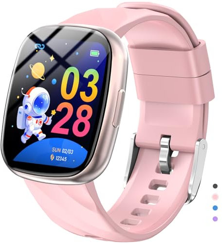 Alutoria Smartwatch für Kinder, 1,75 Zoll, digitale Sportuhr, wasserdicht IP68, Alarm/Stoppuhr, 100+ Sportmodi, Schlafmonitor, Geschenk für Jungen 6-16, Rosa