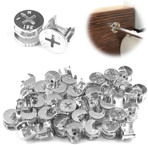 40 Pezzi Connettore Eccentrico per Mobili,15x12mm Raccordi per Mobili Eccentrici in Lega di Zinco, Eccentrico Ruota Dado, Eccentrica Cornettore Vite per Mobili per Mobili, Armadi, Cassettiere