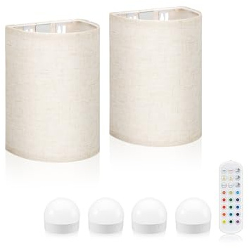 Auraglow Rechargeable Wireless Wall Light with Remote – Battery-Powered, Dimmable, Colour-Changing Cordless Lamp for Bedrooms, Hallways & Home Interiors (2 Lamps, 4 Light Sources, 1 Remote)