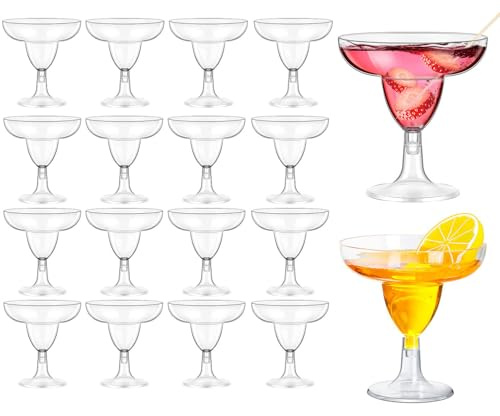 AXIM Plastic Margarita Glasses, 24 Pcs 5 oz Clear Cocktail Glasses for Cinco de Mayo,Taco Party, and Mexican Decoration,Party Glasses for Wine, Champagne, Martini