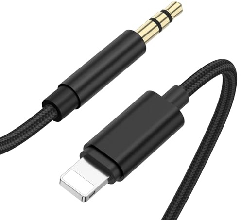 Zoye Aux Cable for iPhone in Car 1M Aux to iPhone Connector Cable 3.5mm Headphone Jack Adapter Nylon Braided Audio Cord cable For iPhone 14 13 12 11 Car Stereo Speakers Headphones iPad (Black)