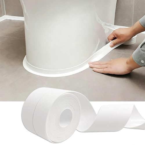 Dichtungsband Selbstklebend, Dichtband Selbstklebend, Wasserdichtes PVC Dichtungsstreifen, Abdichtungsband für Küche,Badezimmer, Toilette, Wandecke, Weiß (38 mm x 3,2 m)