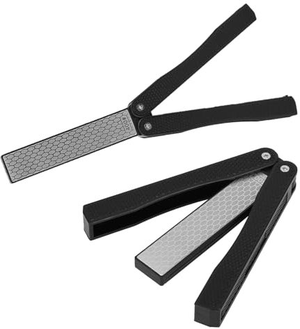 Pocket Knife Sharpener, 2 Pack Folding Double Sided Diamond Knife Sharpener Portable Sharpening Stone for Scissors Kitchen Garden Outdoor Camping