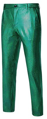 Acrawnni Herren-Nachtclub-Hose mit metallischen Pailletten, glänzend, Disco, glitzernd, gerades Bein, lässig, modisch, bequeme Hose für Party, Bar