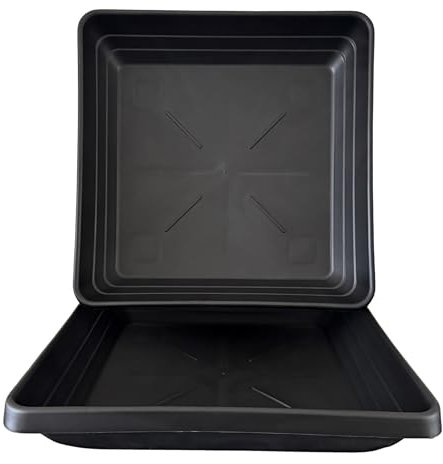 Deep Square Plant Saucers – Extra Thick & Durable Drip Trays | Heavy-Duty Plastic for Indoor & Outdoor Pots | Leak-Proof, Stackable, Reusable Design | Multiple Sizes for Square Planters (1, Deep 25CM)