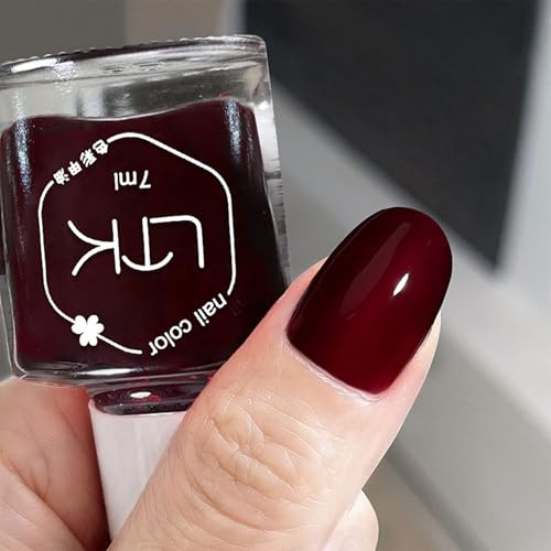 Dark Red Nail Polish - Red Nail Varnish Quick Dry - Highly Glossy Burgundy Nail Polish Solid Color - 60 Seconds Air Fast Dry, No Need Curing