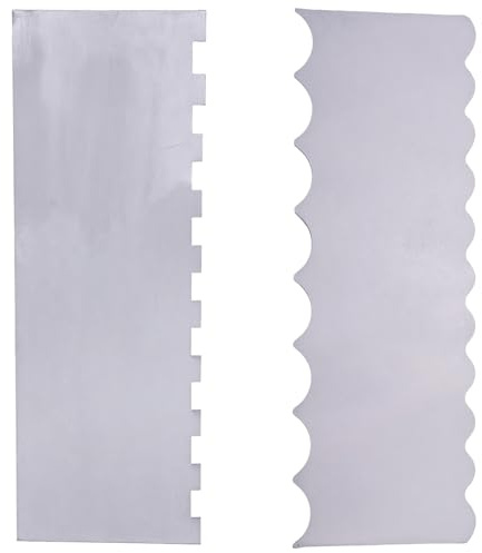 Chewtoyo Lot de 2 grattoirs de décoration de gâteaux en acier inoxydable avec motifs droits et ondulés, idéal pour la décoration de gâteaux et glaçage