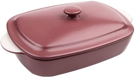 Pirofila in ceramica con coperchio, design a doppio manico per un riscaldamento uniforme, perfetta per lasagne, torte e casseruole