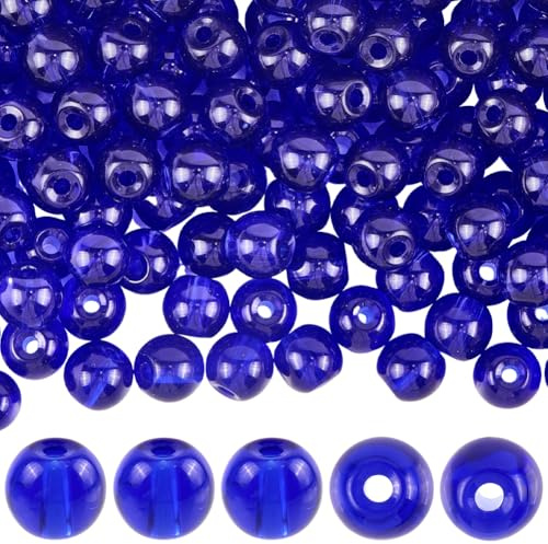 SOFPLATE 1 Caja de 250 Cuentas de Vidrio Azul de 6mm Cuentas Sueltas de Cristal Pequeñas Bolas Redondas Espaciadores Lisos para Manualidades Accesorios para Hacer Joyas Pulseras Collares Pendientes Y