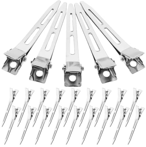 COLLBATH 2 Boîtes Pinces à Cheveux Métal Argent Lot de Boîtes Clips Bec de Canard et Pince Plates Acier Inoxydable pour Sectionnement et Coiffage par Boîte Accessoires Salon et Usage