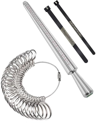 HUVZOR 4 Pièces Baguier Mesure Doigt Français, Mesure Bague Doigt pour Mesurer les Diamètres des Bagues Taille A-Z Doigts, pour Mesurer L'anneau Mandrin Doigts Compteur Tailles Kit
