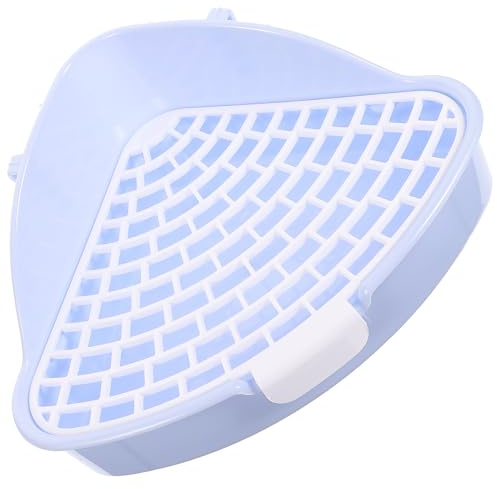 GARVALON Kaninchen Toilette Kunststoff Dreieck Toilette mit Rutschfestem Gitter für Kaninchen und Meerschweinchen mit Sicherem Verschluss und Erhöhtem Netzdesign