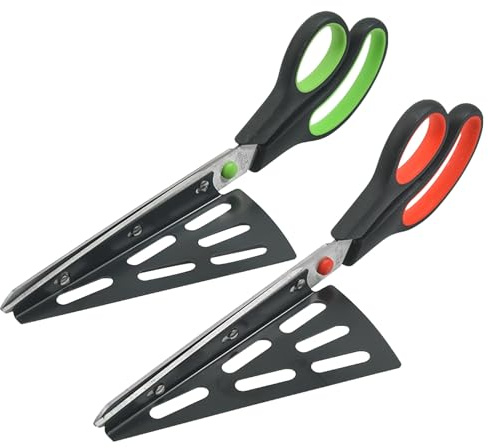 Toyvian 2 forbici per pizza con pala - Forbici tagliapizza antiaderenti con lama in acciaio inossidabile per uso alimentare e base di presa - Rimovibili e a risparmio di manodopera