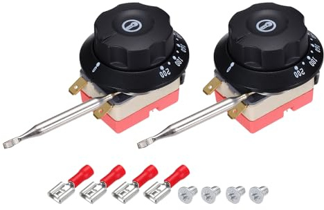 QUARKZMAN 2 Stück Temperaturregler 250V 16A 60-200°C Kapillarthermostat Temperaturschalter Für Öfen Fritteuren Kühlschränke Heizgeräte