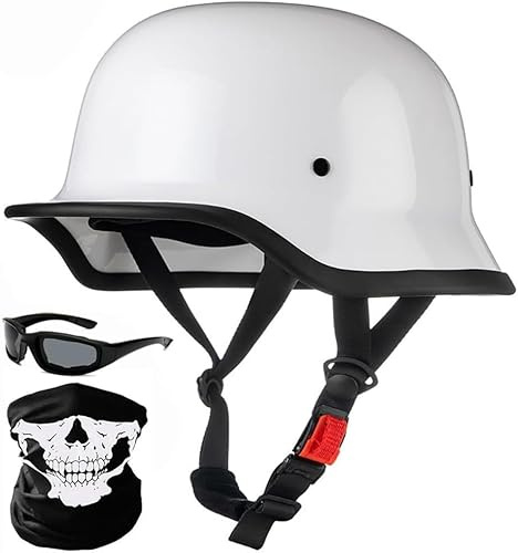 Retro tysk motorcykelhjälm ECE/DOT-godkänd motorcykelhjälm män kvinnor vintage halvskal hjälm jethjälm för cykel cruiser moped skoter öppen hjälm E = 59–60 cm