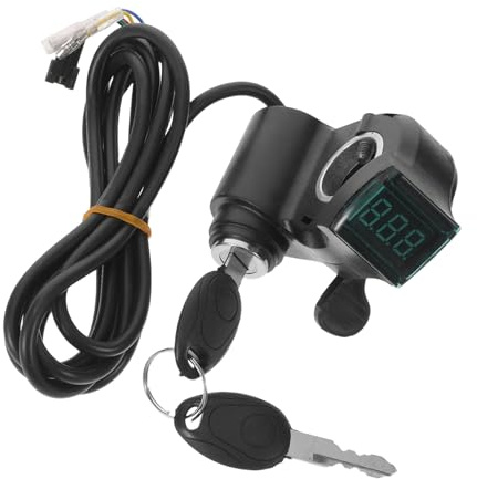 DECORNIJIA Blocco Interruttore Accensione Scooter 36v con Chiave per Manubrio 22mm, Acceleratore Digitale a Pollice per Bici Elettrica, Interruttore di Alimentazione con Display Digitale