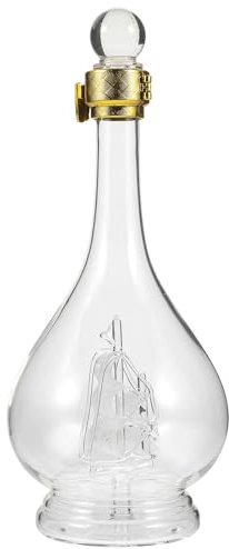 INOOMP Decantador de Licor de Vidrio Soplado Artesanal en Forma de Barco Creativo, Botella de Whisky de 500 Ml Transparente para Bar, Restaurante y Decoración Elegante