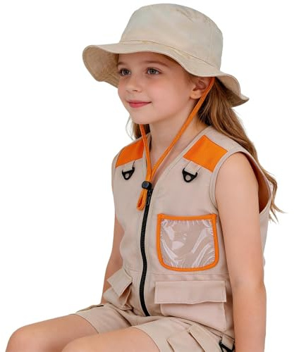 Safari Vest - Kids Exploration Cargo Apparel, Breathable Lightweight Clothing with Sturdy Multiple Pockets, Functional Outdoor Gear Design, Ideal for Boys Girls Hiking Fishing Camping
