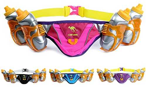 247 Viz Hydratations-Laufgürtel – passend für iPhone 8, X und ähnlich große Handys – mit 4 BPA-freien Wasserflaschen und Läufern, reflektierende Ausrüstung für hohe Sichtbarkeit, rose, Einheitsgröße