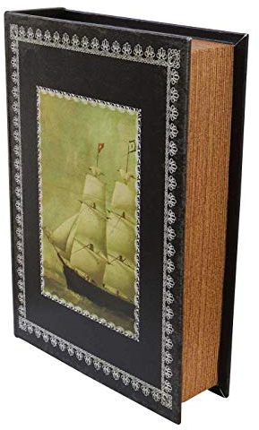 Schatulle 25cm Schiff Zahlmappe Buchattrappe Segelschiff Schmucketui Buchsafe