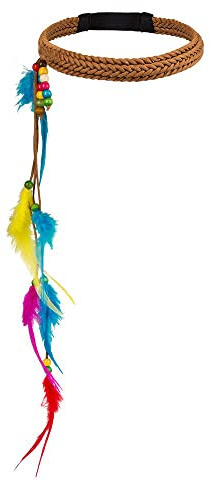 Boland - Haarband Hippie mit Federn | Stirnband für Kostüm, Karneval und Mottoparty, Flower-Power, Indianer