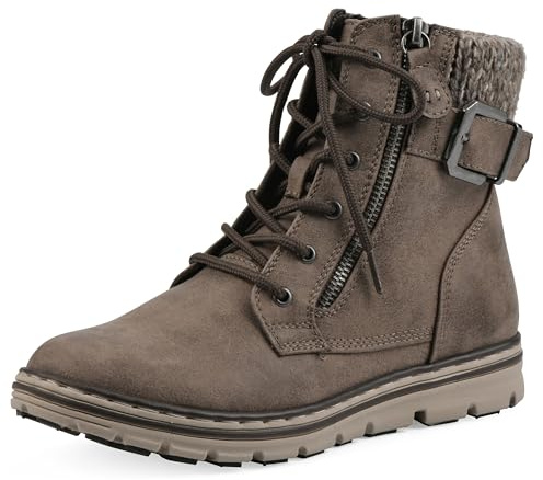 CLIFFS BY WHITE MOUNTAIN Shoes Kelsie - Botines estilo senderismo con cordones para mujer, Piedra/Tela, 39 EU