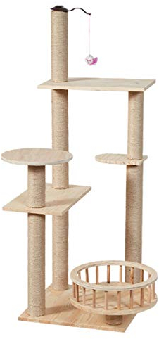 RONGJJ Kratzbaum Katzenbaum mit Sisal Katzenkratzbaum Gemütlichen Hölzern Aussichtsplattformen Katzenmöbel für Kätzchen Katzen und Haustier, A