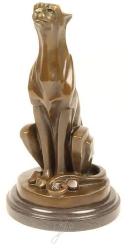 Casa Padrino Scultura in Bronzo Art Déco Ghepardo Seduto Bronzo/Oro/Nero 15,8 x 16,7 x A. 29,7 cm - Figura in Bronzo - Figura Animale - Accessori Decorativi