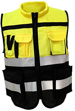 Perfeclan Warnwesten Sicherheitsweste Auto Pannenweste mit Reflektierende Streifen, Weich und gemütlich, Gelb Schwarz, XXXL 185