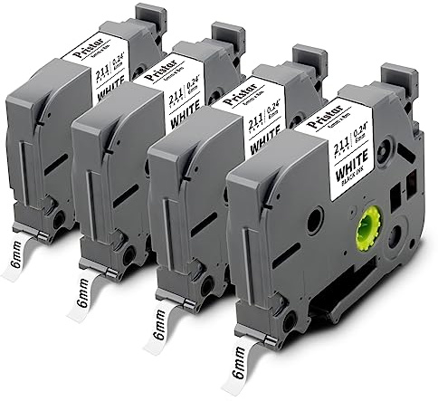 Pristar 6mm Kompatibel Schriftband als Ersatz für Brother TZe-211 TZe211 TZ-211 TZe 6mm Schwarz auf Weiß Etikettenband für Brother P-touch PT-H105 H107B P300BT D210 H101TB P750W H110 P700 D400