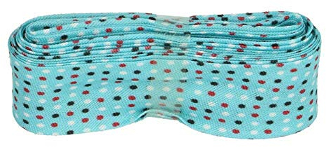 Sandras-Bastelladen Schrägband/Einfassband Baumwolle mit Muster gefalzt 3m x 20mm 004- Gepunktet Hellblau