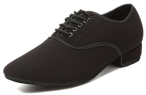 HIPPOSEUS Men's Standard Ballroom Dance Shoes Lace up Latin Tango Rumba Social Dance Waltz Shoes Suede Sole,9.5 D(M) US