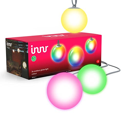 Innr Smart Globe Lights, Zigbee, Work with Hue* and Alexa (Bridge Required), White & Colour, Garden LED Spotlights, IP65 Waterproof, Outdoor Pathway Lighting, Complete Set (3-Pack)